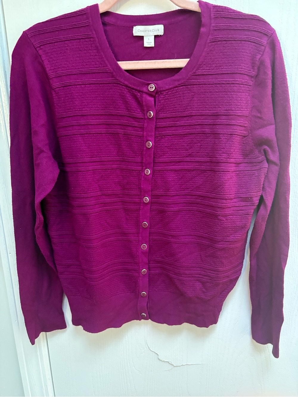 Charter Club Women's Deep Purple Button-Front Cardigan